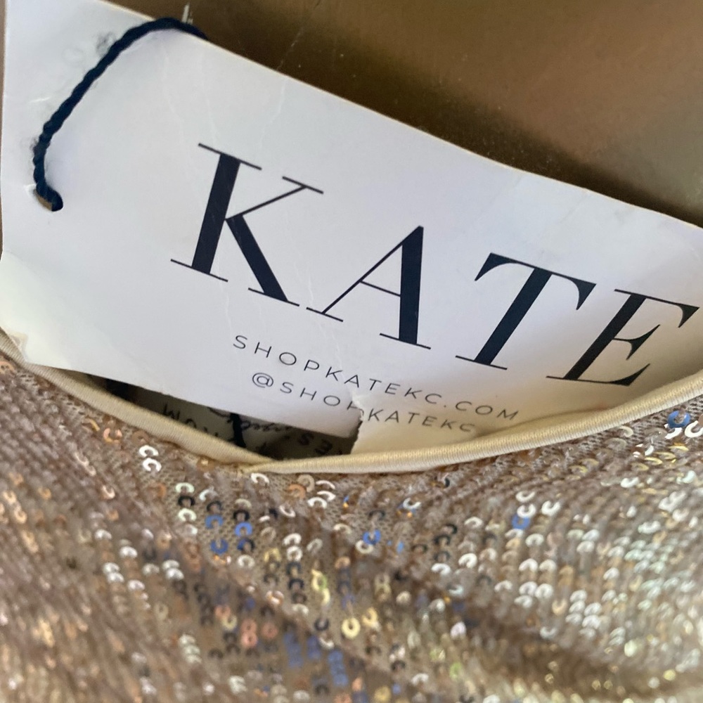 Gold Sequin Stretch Mini Dress - Picture 2 of 5